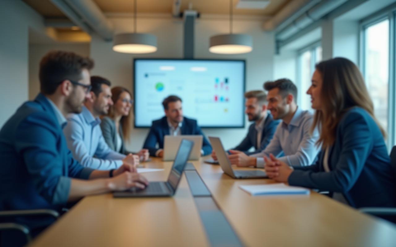 Équipe de Solutions Logiciels Alpha en réunion